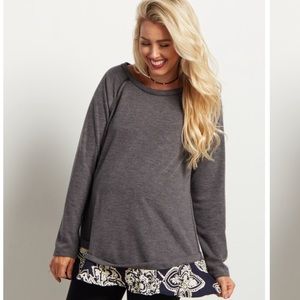 Pinkblush Sweaters - Pinkblush Charcoal Chiffon Sweater Pinkblush Sweaters - Pinkblush Charcoal Chiffon Sweater